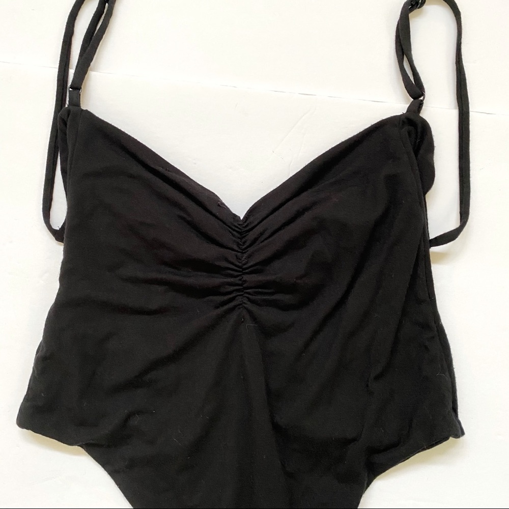 Blue life ruched center black tank top bodysuit - Picture 5 of 7